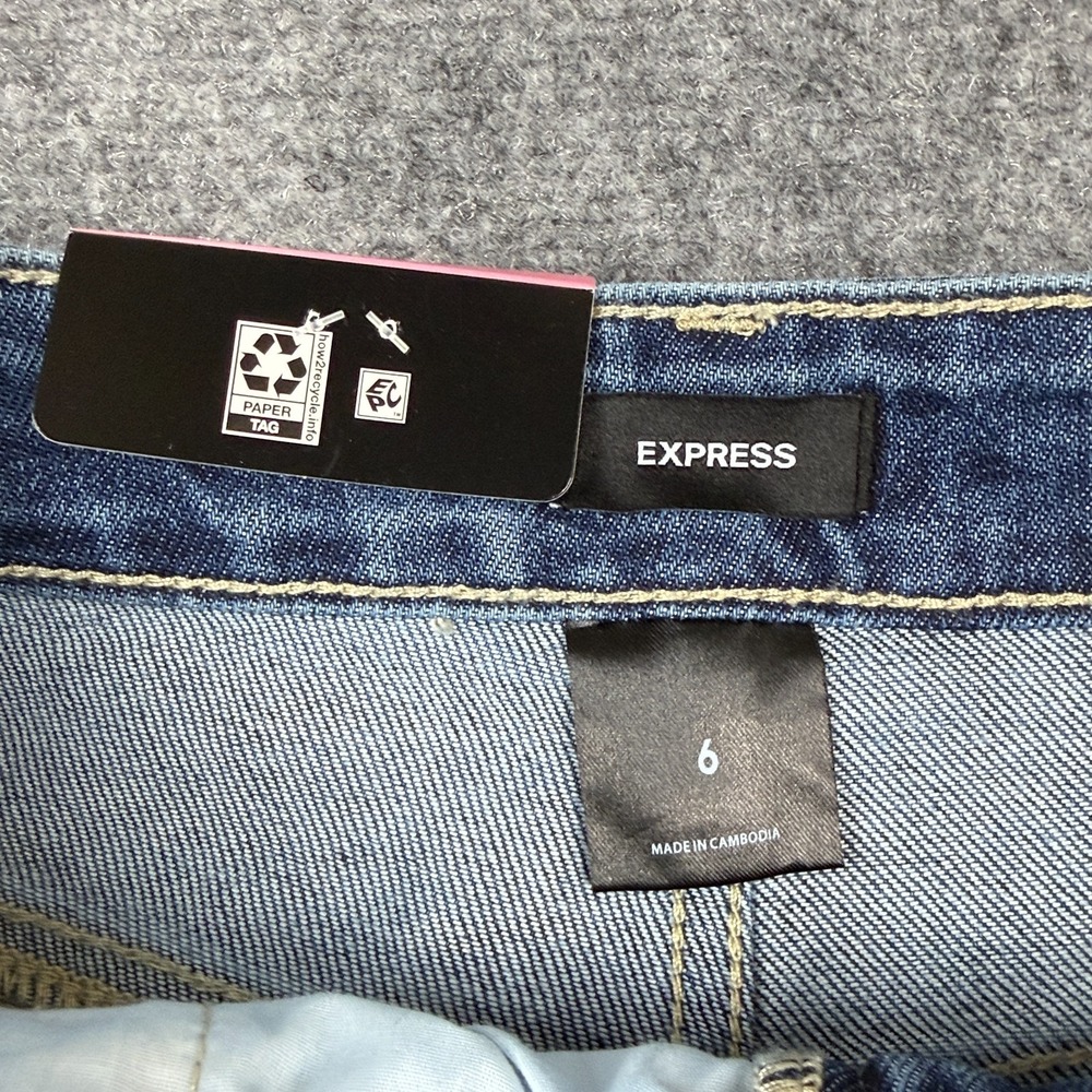 Express Embellished Jean Womens Size 6 Straight Leg Studded Medium Wash NWT - Picture 7 of 14